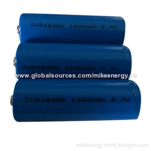Lithium-ion 18490 Cells, 3.7V Voltage and 1.4Ah Capacity